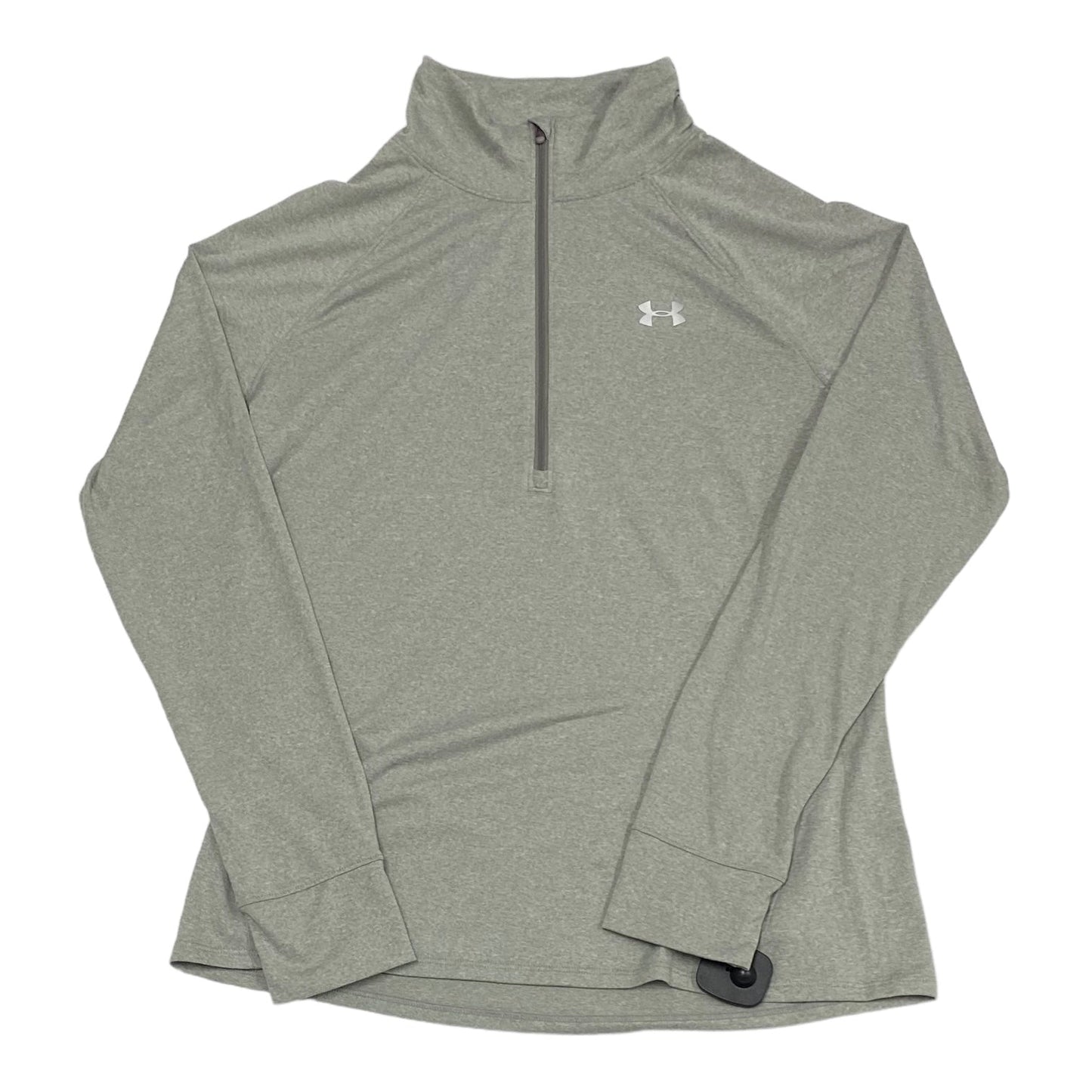 Grey Athletic Top Long Sleeve Collar Under Armour, Size L