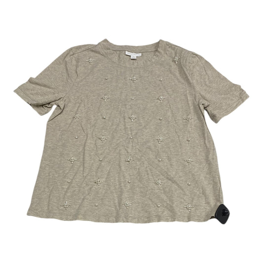 Top Short Sleeve By Charter Club In Tan & White, Size: S