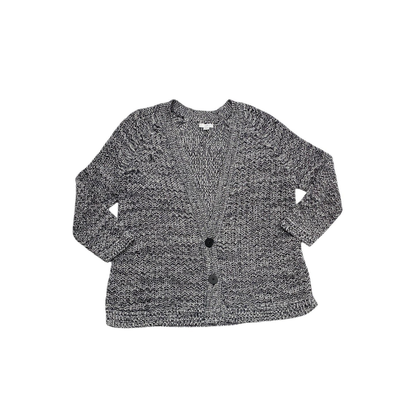 Sweater Cardigan By J. Jill In Black & Grey, Size: S