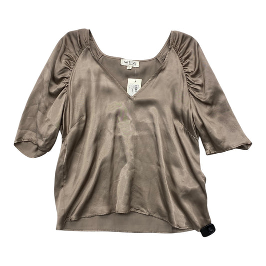 Top Short Sleeve By Nation In Taupe, Size: L