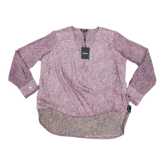 Top Long Sleeve By Dkny In Black & Pink, Size: M