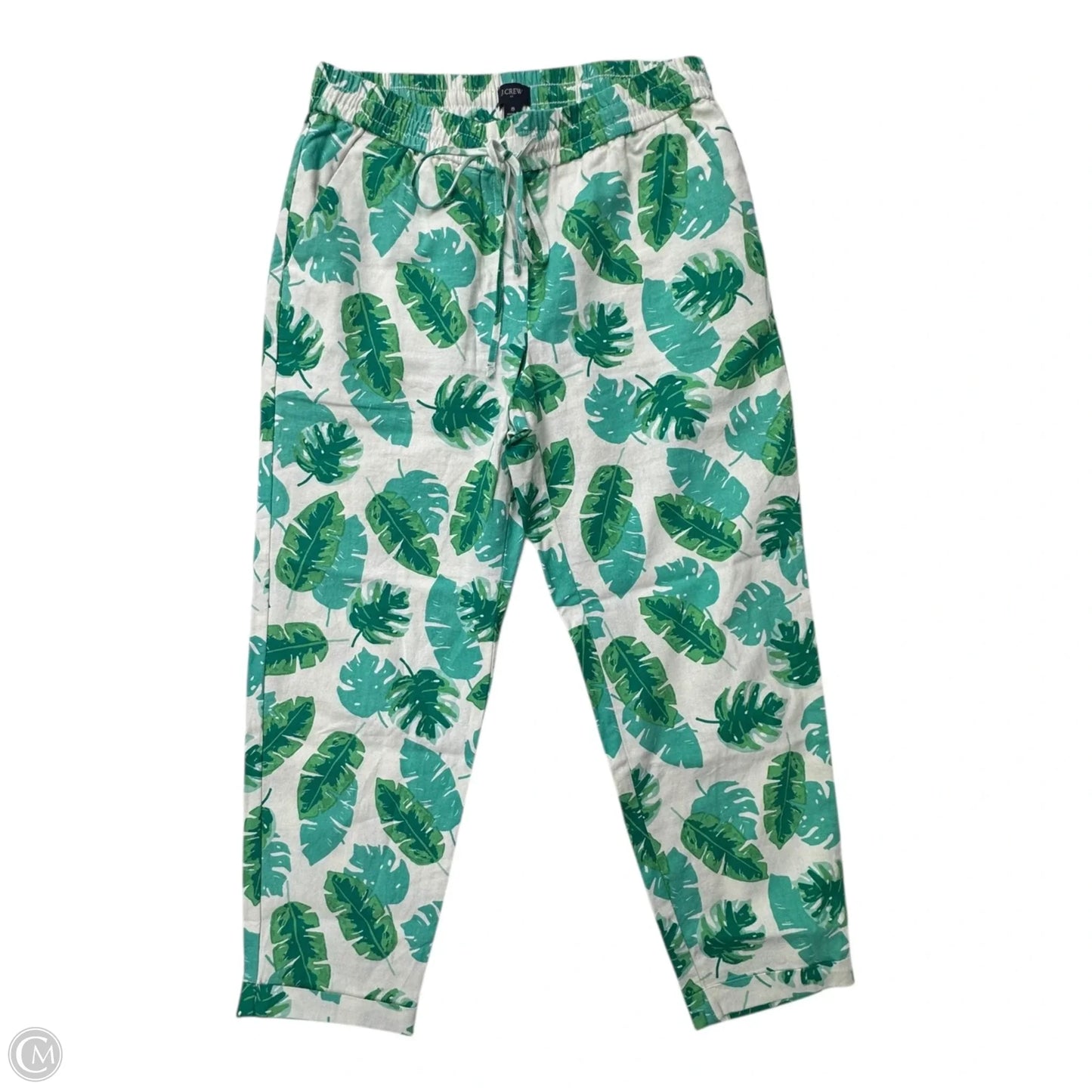 Pants Cropped By J. Crew In Green & White, Size: 8
