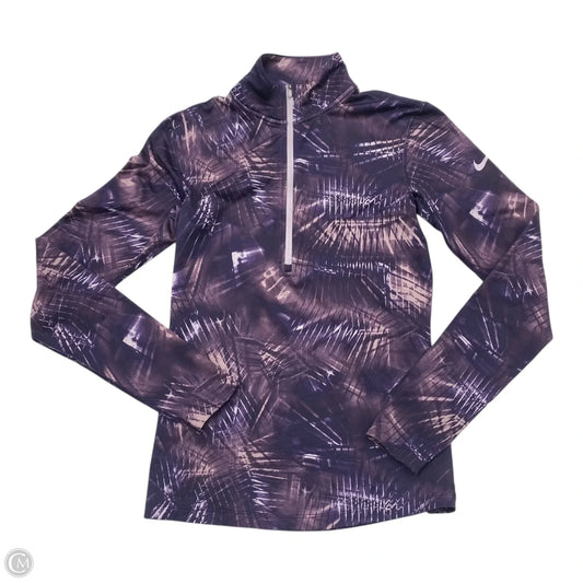 Athletic Top Long Sleeve Collar By Nike In Purple, Size: M