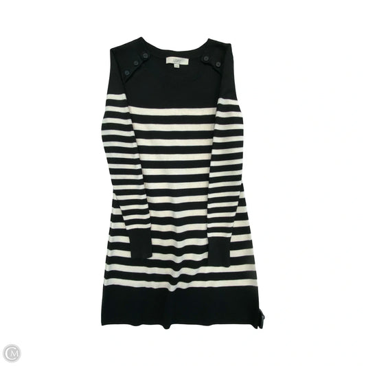 Dress Sweater By Loft In Black & Cream, Size: Xs