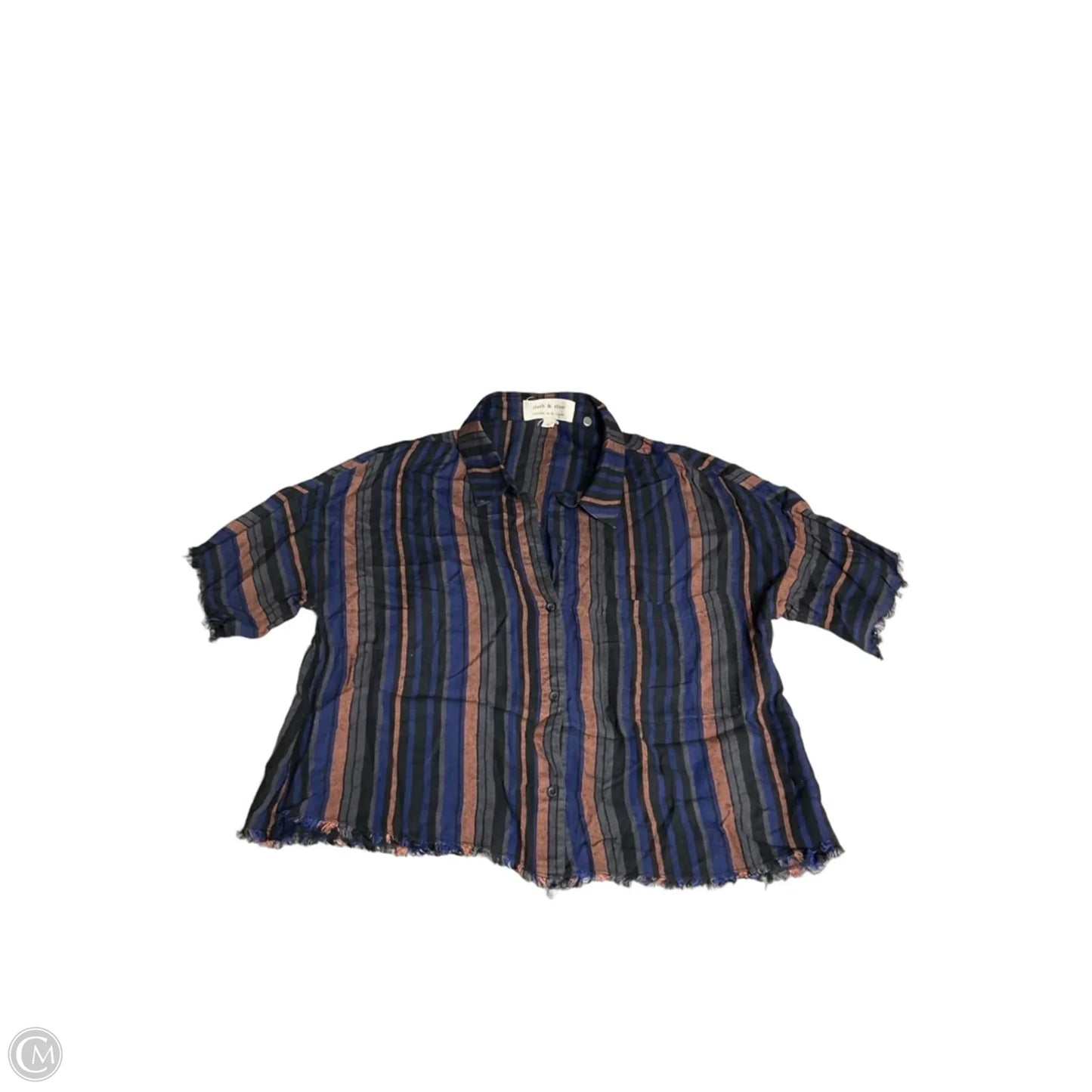 Top Short Sleeve By Cloth & Stone In Striped Pattern, Size: L