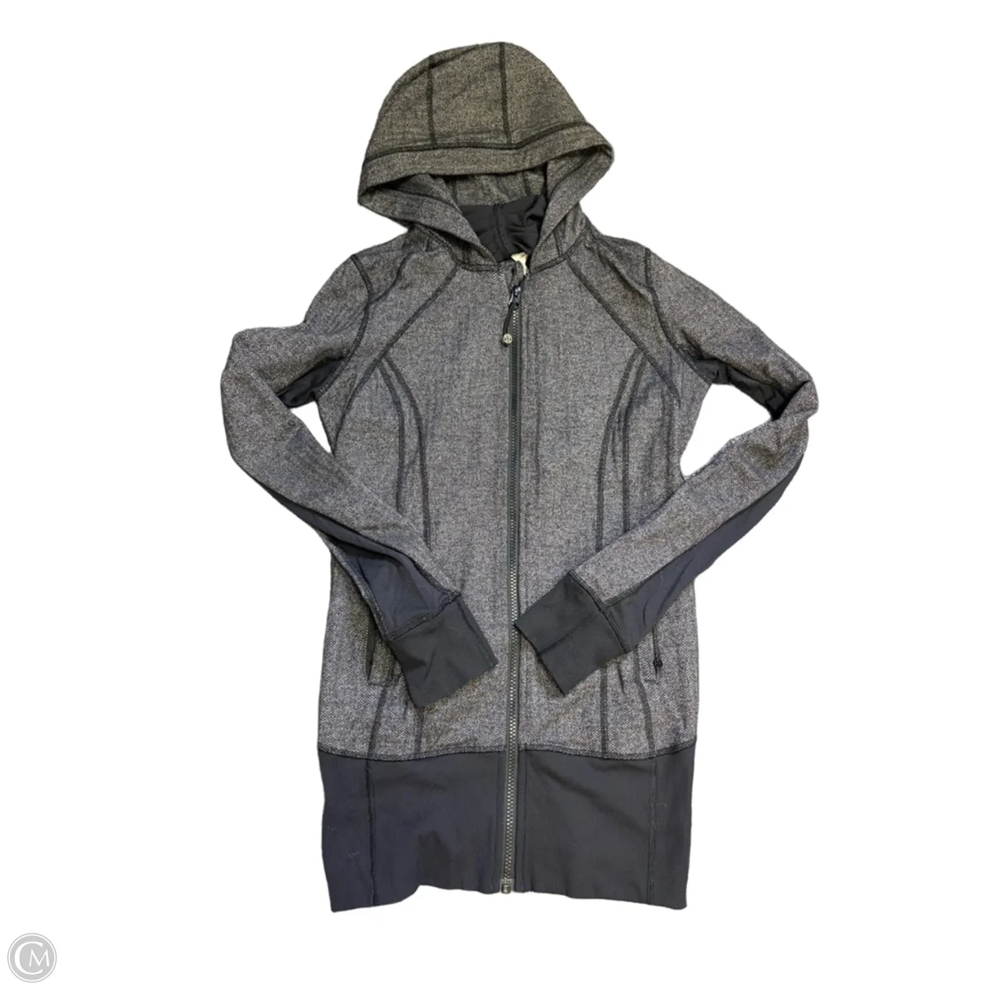 Athletic Jacket By Lululemon In Black & Grey, Size: S