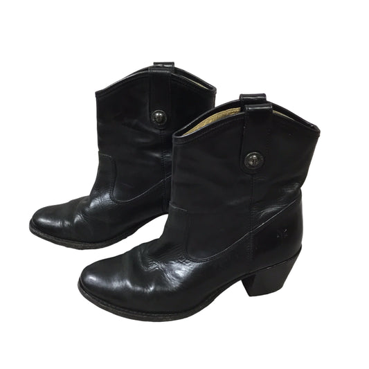 Black Boots Ankle Heels Frye, Size 6.5