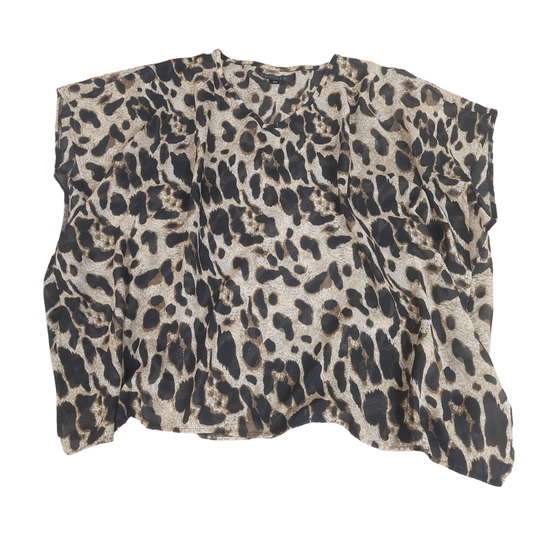 Animal Print Top Short Sleeve Clothes Mentor, Size L