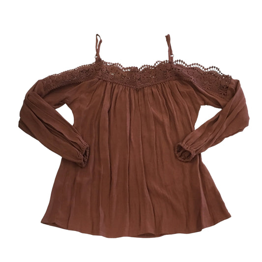 Top Long Sleeve By Clothes Mentor In Brown, Size: S