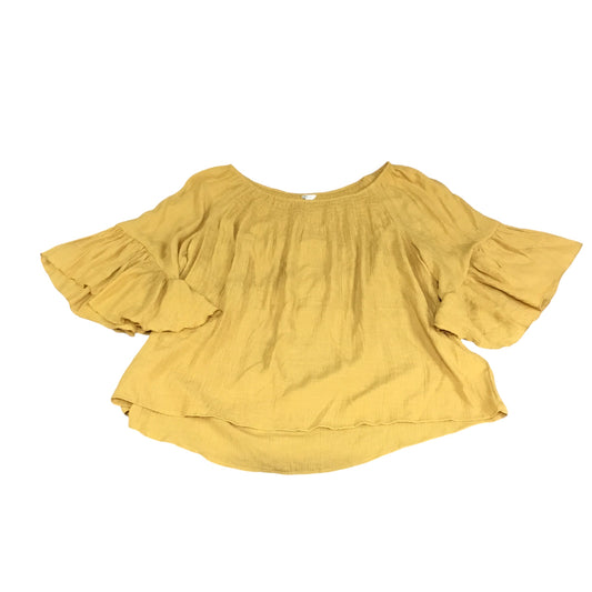 Top 3/4 Sleeve By Cato In Yellow, Size: 2x