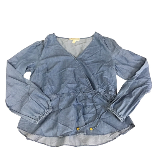 Top Long Sleeve By Michael By Michael Kors In Blue Denim, Size: M