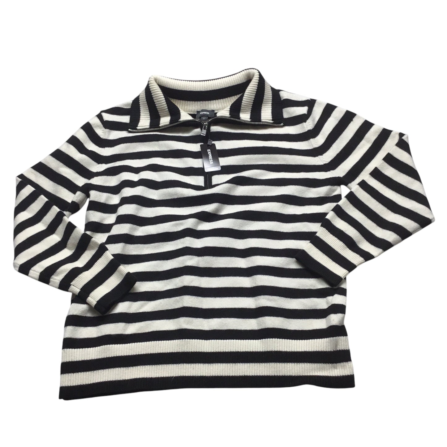 Sweater By Express In Black & White, Size: Xs