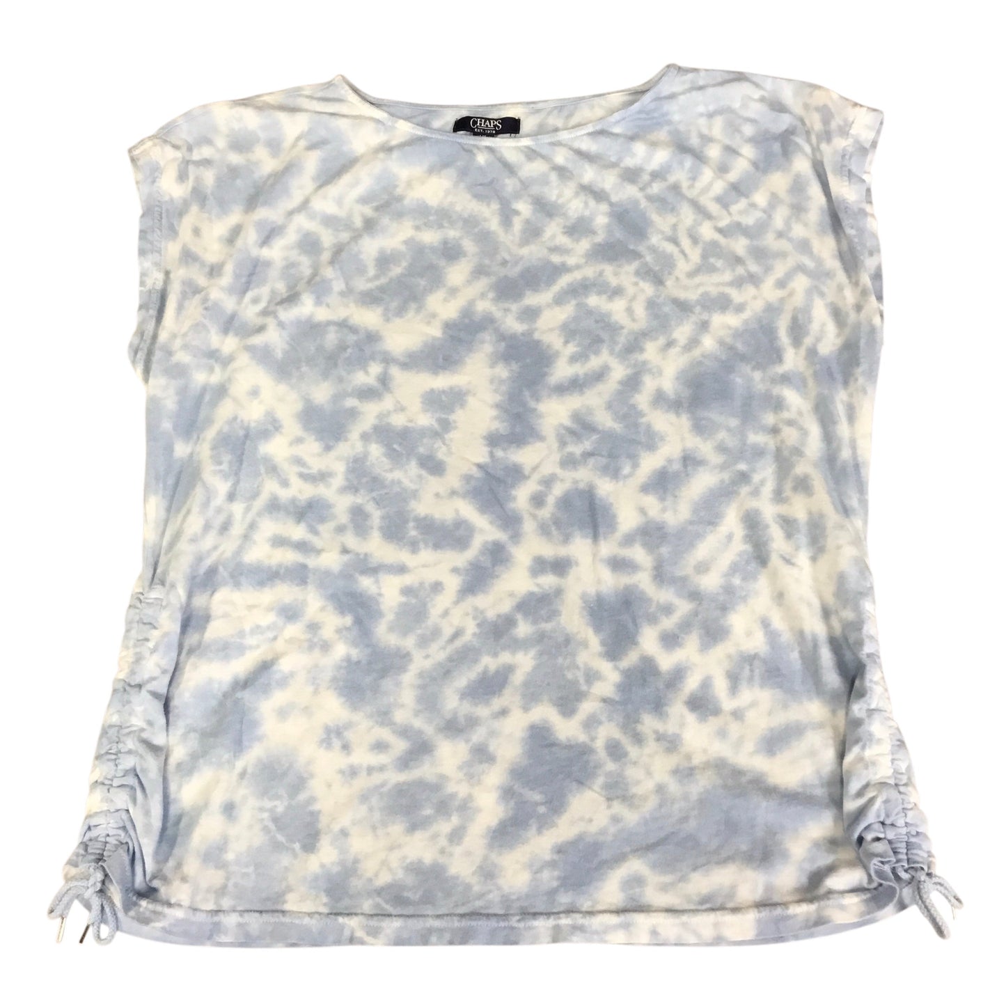 Top Short Sleeve By Chaps In Blue & White, Size: L