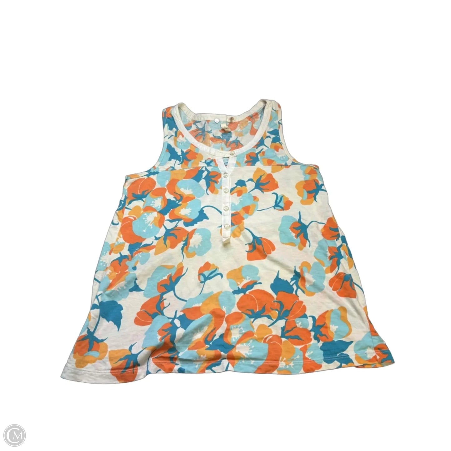 Top Sleeveless By Little Yellow Button In Blue & Orange, Size: S