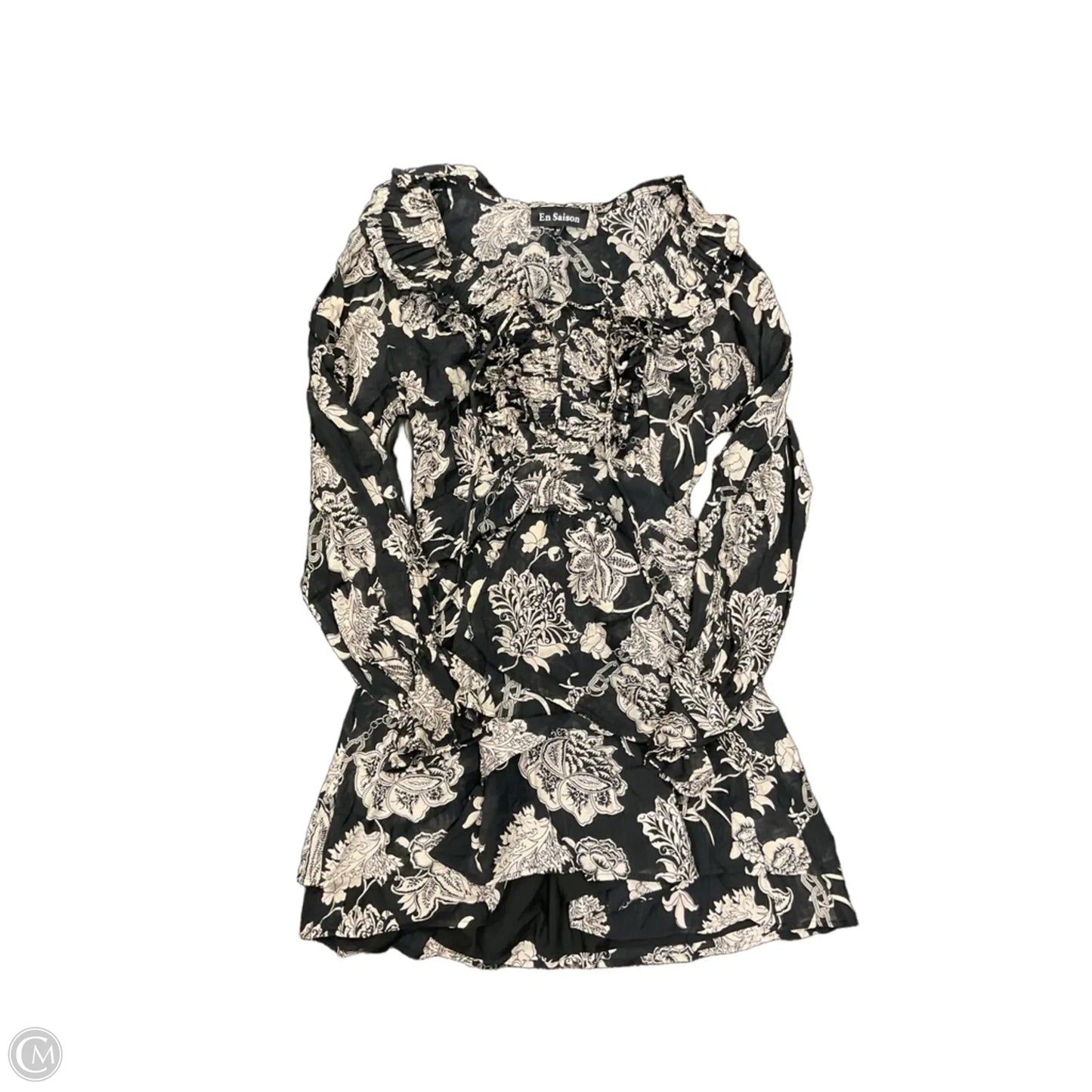 Dress Casual Short By En Saison In Black & Cream, Size: M