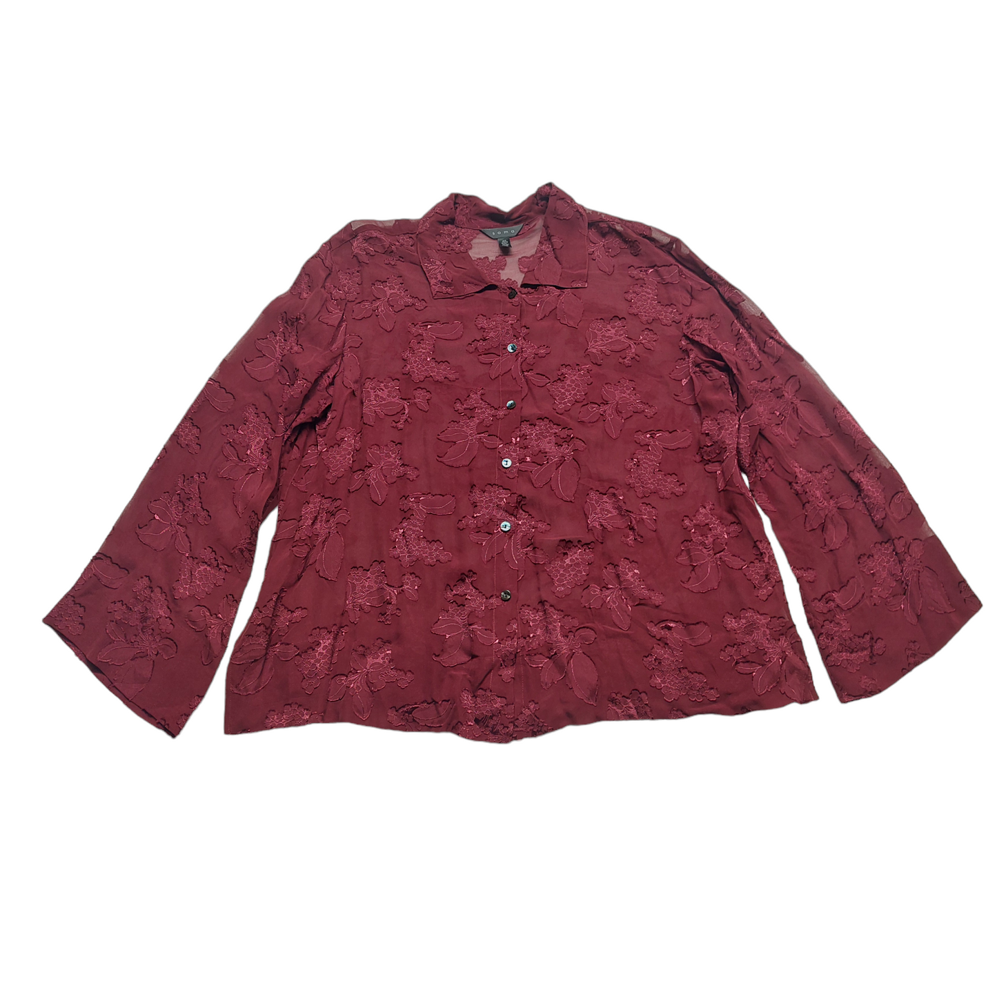 Burgundy Top Long Sleeve Soma, Size Xl