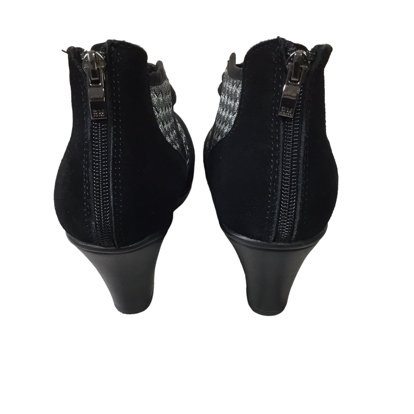 Black & Silver Shoes Heels Block Bernie Mev, Size 6.5