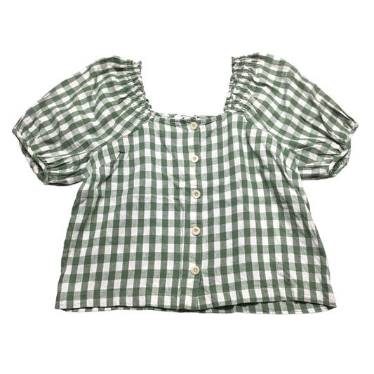 Checkered Pattern Top Short Sleeve Madewell, Size Xl