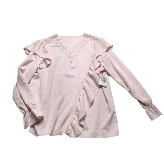 Pink Top Long Sleeve Clothes Mentor, Size L