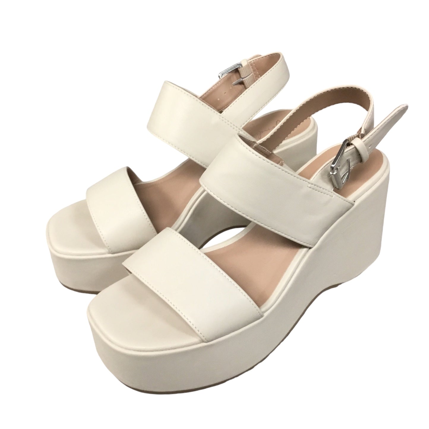 Sandals Heels Wedge By Wonderly In Cream, Size: 7