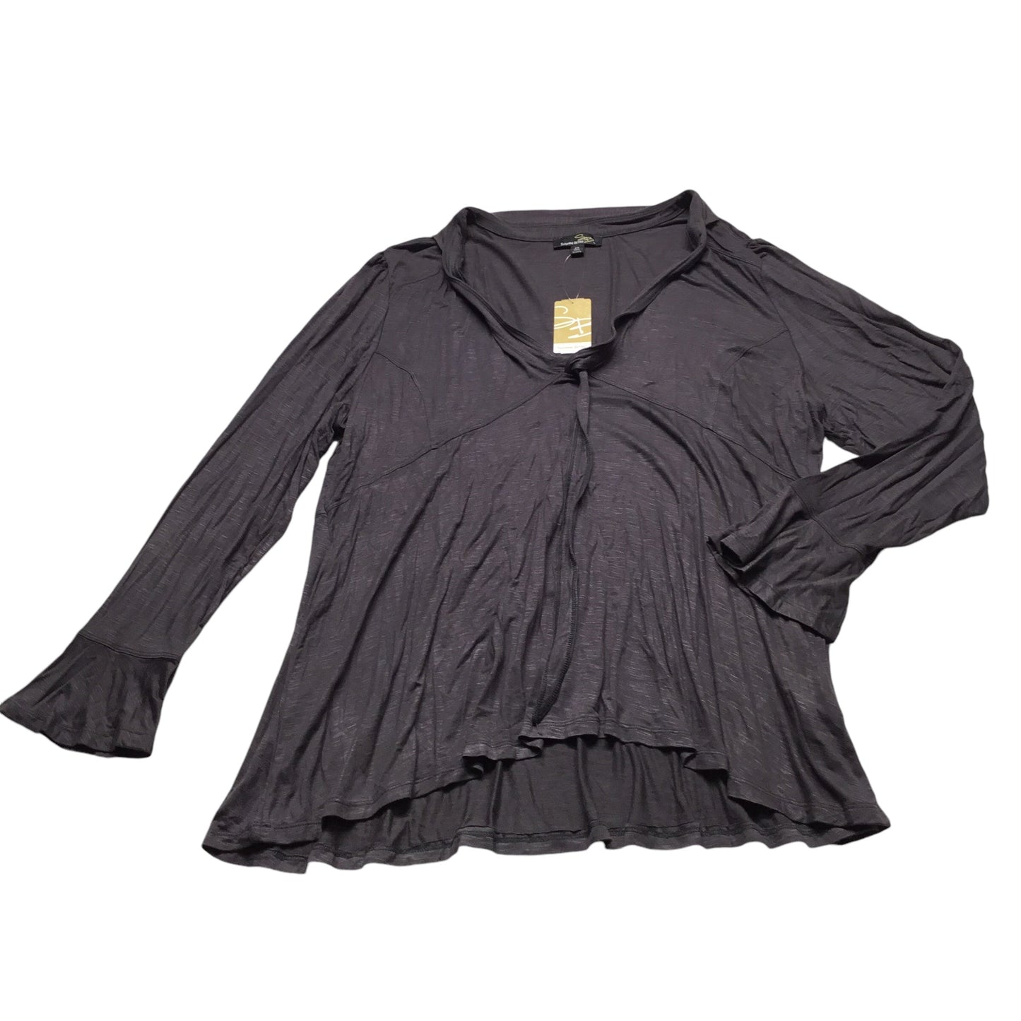 Top Long Sleeve By Suzanne Betro In Grey, Size: 2x