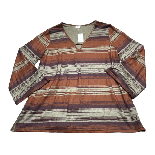 Top Long Sleeve By Suzanne Betro In Striped Pattern, Size: 1x