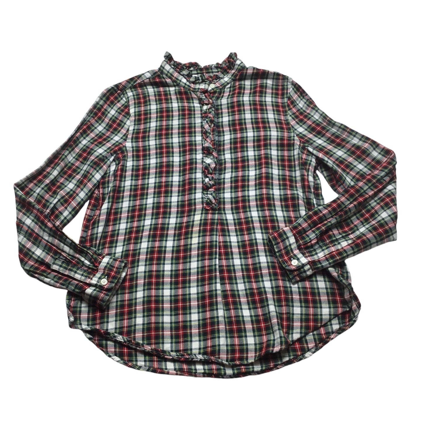 Top Long Sleeve By Gap In Plaid Pattern, Size: S