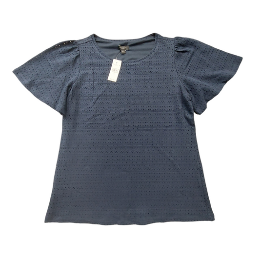 Top Short Sleeve By Ann Taylor In Navy, Size: M