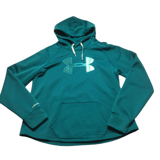 Athletic Sweatshirt Hoodie By Under Armour In Teal, Size: L