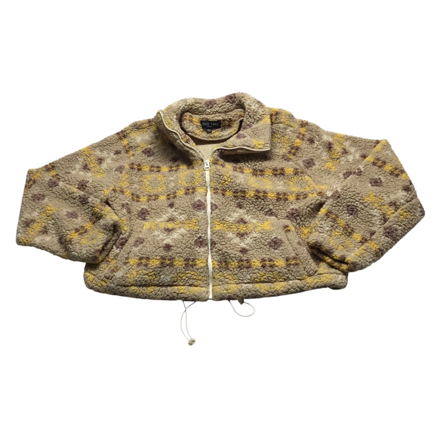 Jacket Fleece By Love Tree In Tan & Yellow, Size: M