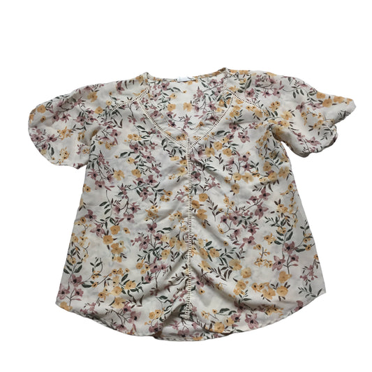 Floral Print Top Short Sleeve Sienna Sky, Size Xs