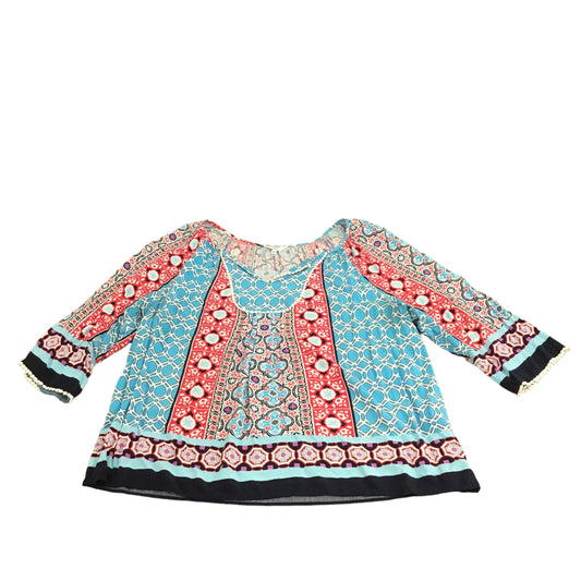 Top Long Sleeve By Crown And Ivy In Blue & Red, Size: 2x