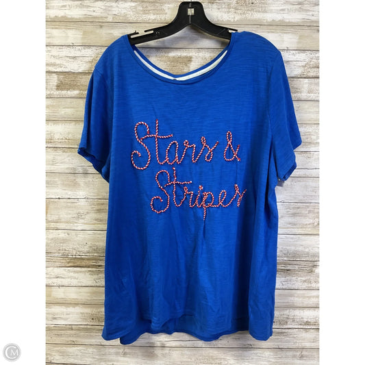 Top Short Sleeve By Kim Rogers In Blue & Red & White, Size: 1x