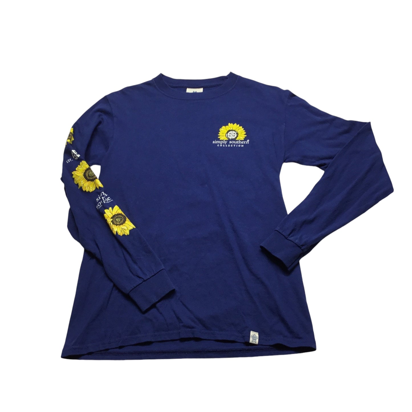 Top Long Sleeve Basic By Simply Southern In Blue & Yellow, Size: S