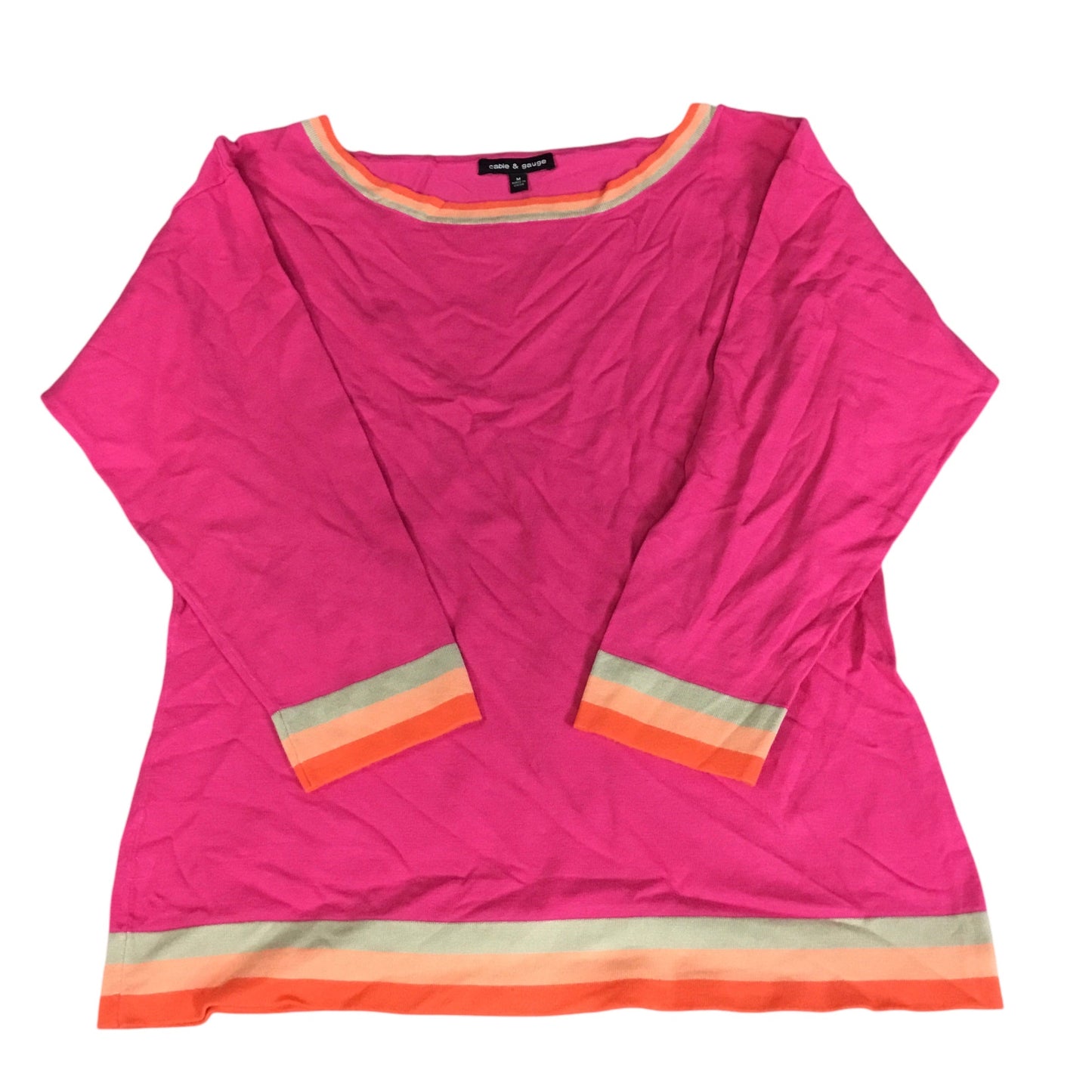 Sweater By Cable And Gauge In Orange & Pink, Size: M