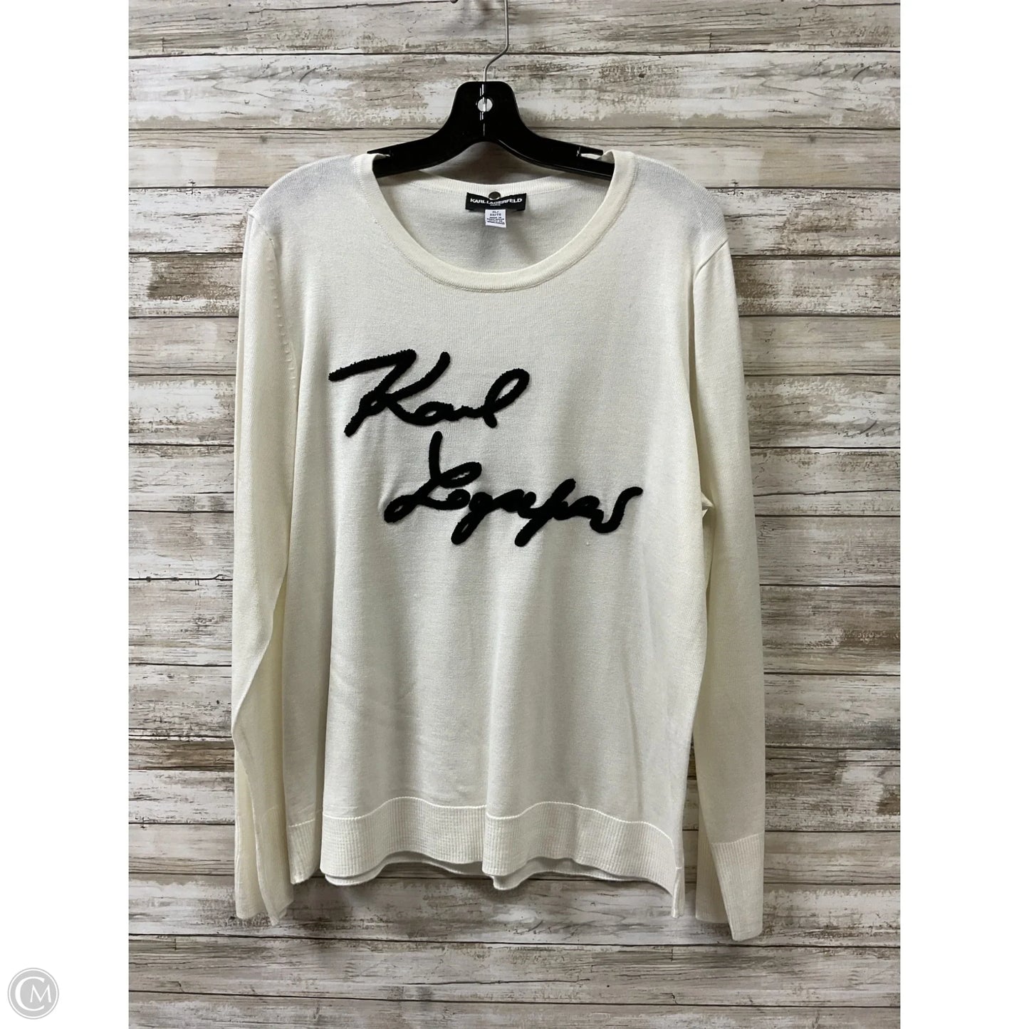 Sweater Designer By Karl Lagerfeld In White, Size: Xl