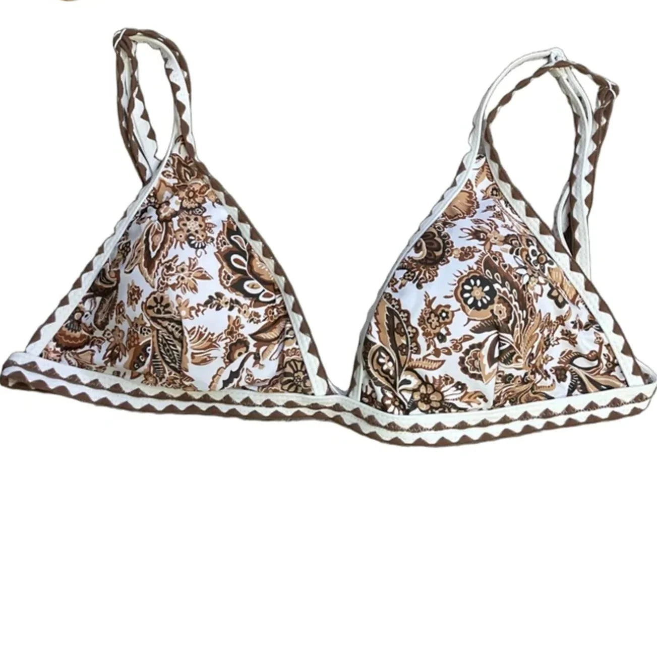 Swimsuit Top By Shein In Brown & White, Size: L