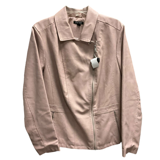 Jacket Moto By Roz And Ali In Beige, Size: 2x