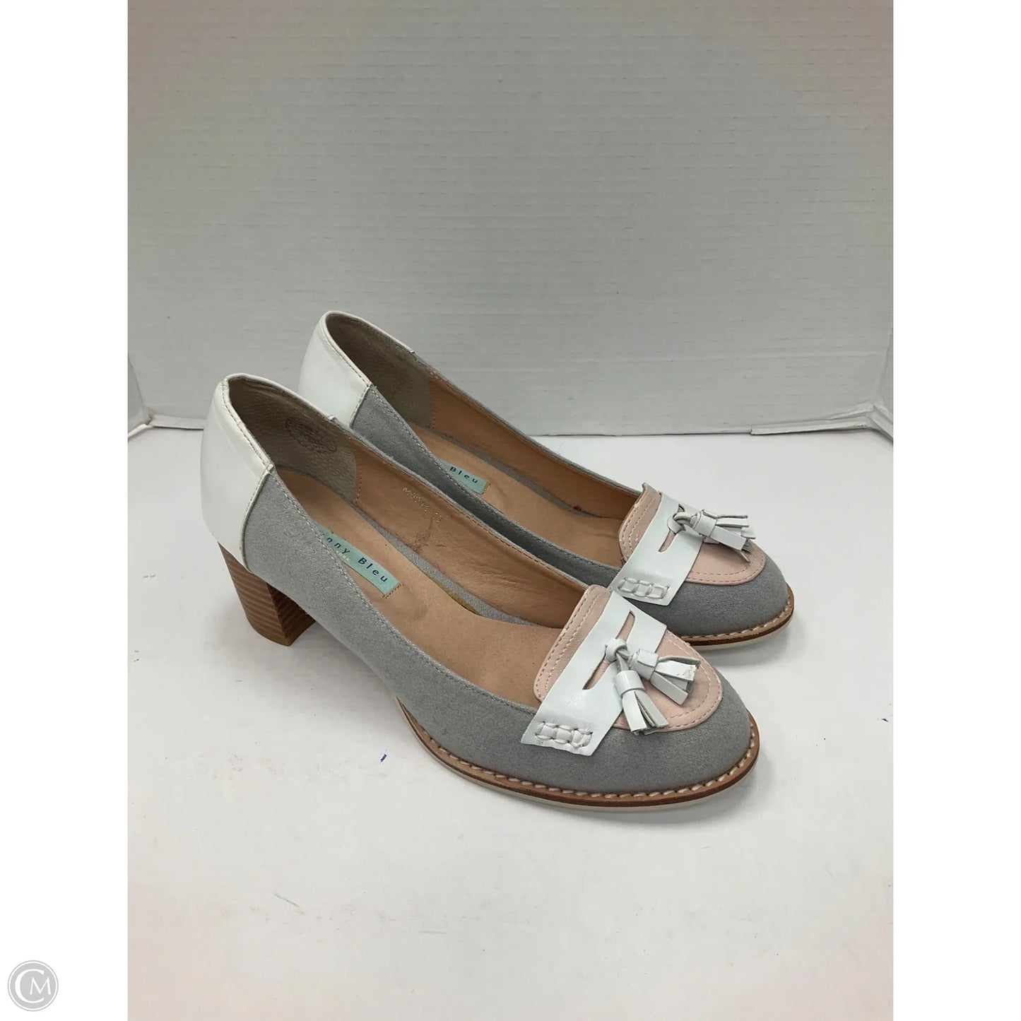 Shoes Heels Block By Clothes Mentor In Grey & Pink, Size: 10