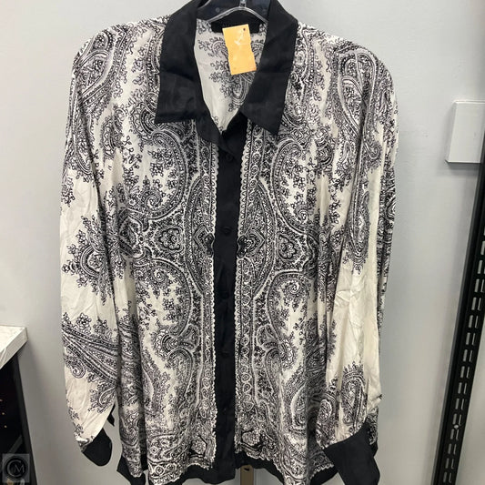 Top Long Sleeve Designer By All Saints In Black & Cream, Size: 12