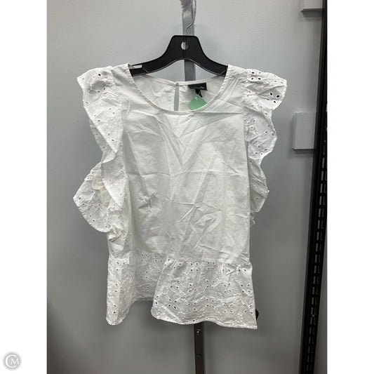 Top Short Sleeve By Who What Wear In White, Size: L