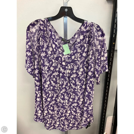 Top Short Sleeve By Lane Bryant In Purple & White, Size: 14