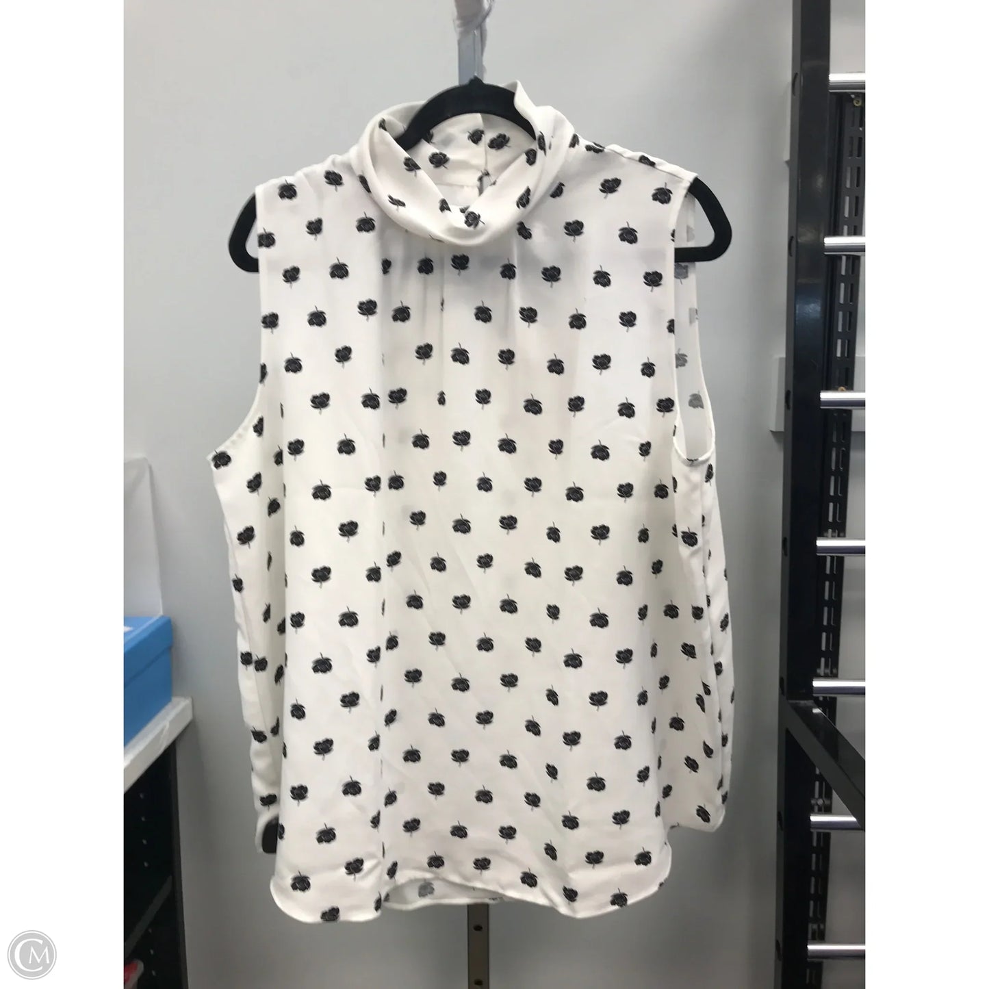 Top Sleeveless By Ann Taylor In Black & Cream, Size: Xl
