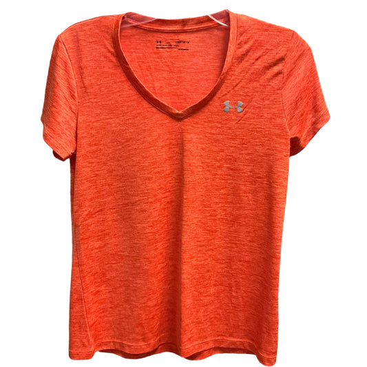 Athletic Top Short Sleeve By Under Armour In Orange, Size: M