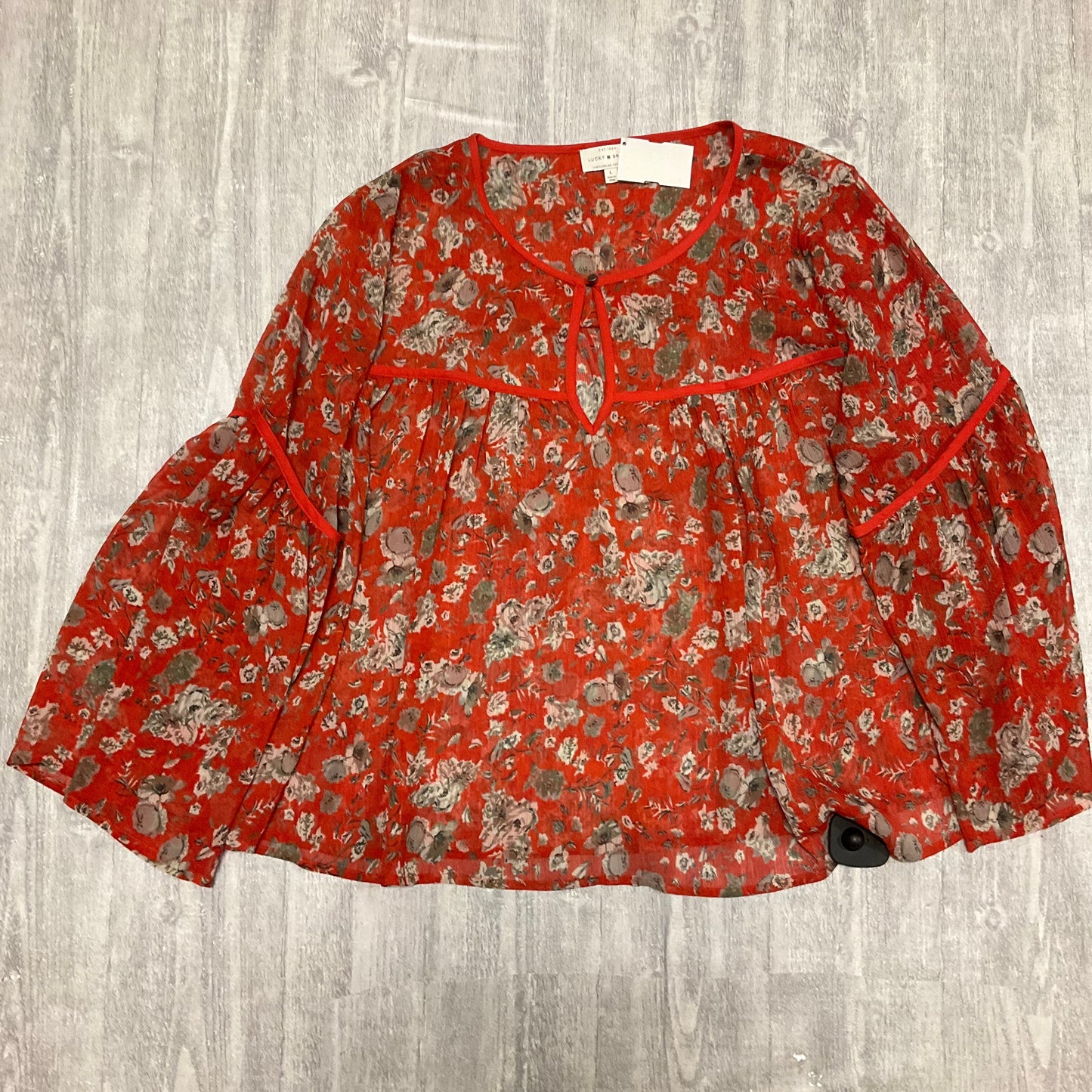 Top Long Sleeve By Lucky Brand In Red, Size: L