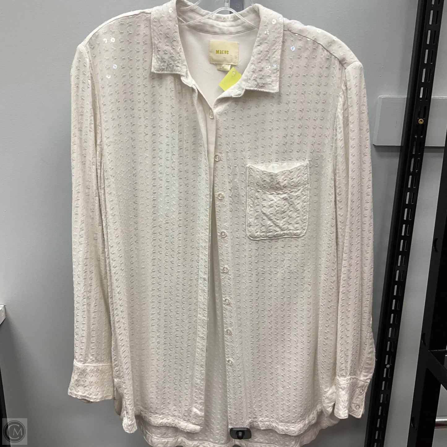 Top Long Sleeve By Maeve In White, Size: S