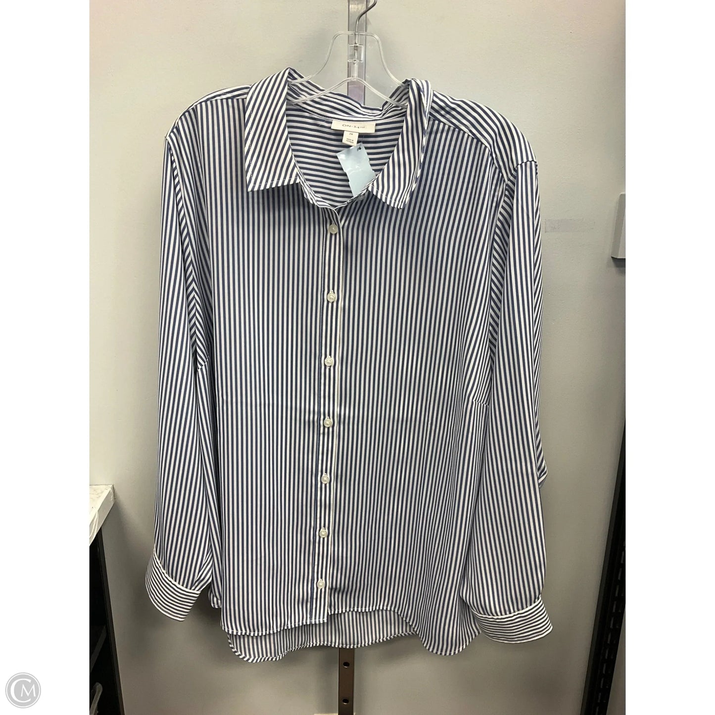 Blouse Long Sleeve By On 34th In Striped Pattern, Size: 2x