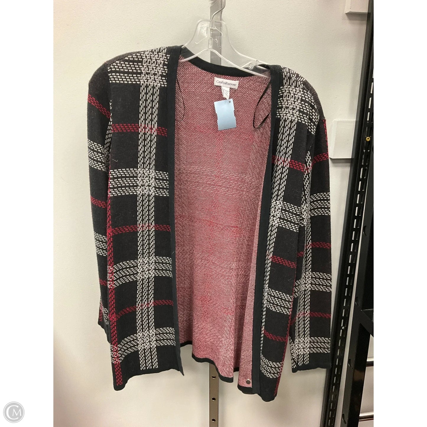 Sweater Cardigan By Croft And Barrow In Black & Red, Size: Mp