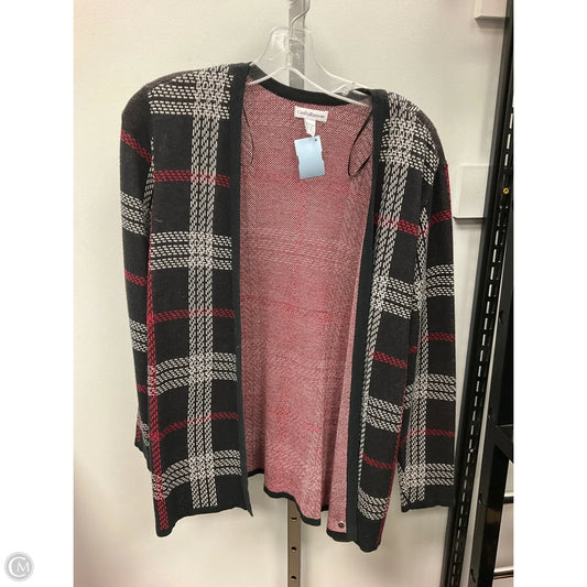 Sweater Cardigan By Croft And Barrow In Black & Red, Size: Mp