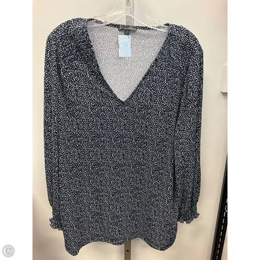 Top Long Sleeve By Adrianna Papell In Navy, Size: 1x